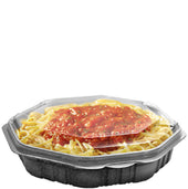 Creative Carryouts® CONTAINER PLASTIC HINGED LID BLACK/CLEAR OCTAVIEW MEDIUM 9