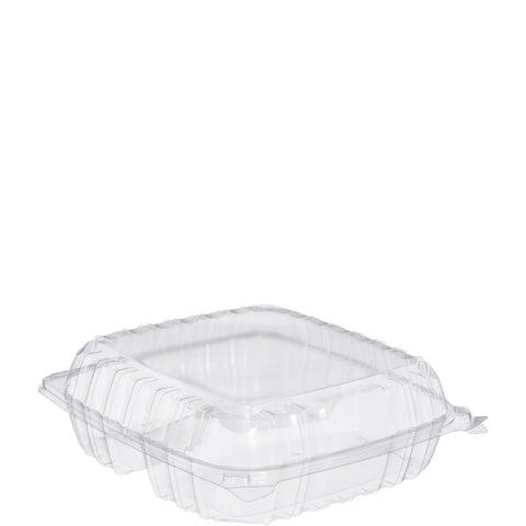 Dart ClearSeal Oriented Polystyrene Large 3 Compartment Hinged Lid Container, 9 x 9-1/2 x 3 inch -- 200 per case