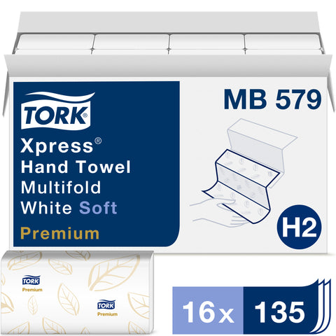 Essity Tork Premium Soft Xpress White 2-Ply 3-Panel Multifold Paper Hand Towel -- 2160 per case