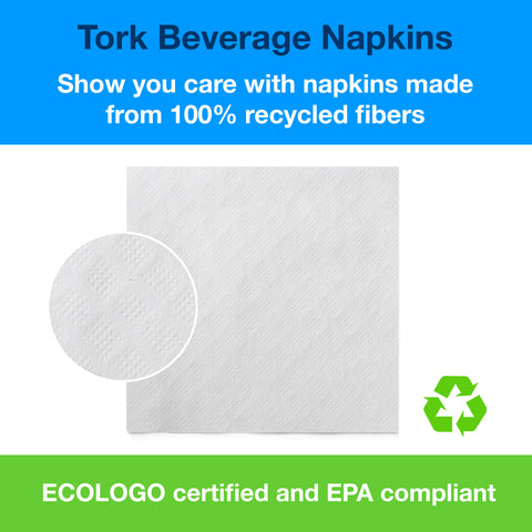 Don Brand NAPKIN BEVERAGE 9.4X9.4 WHITE 1 PLY