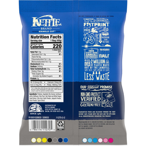 Kettle Brand Krinkle Cut Salt and Fresh Ground Pepper Potato Chips, 1.5 Ounce -- 24 per case.