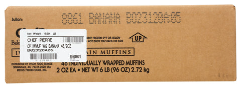 Chef Pierre Individually Wrapped Whole Grain Banana Muffin, 2 Ounce -- 48 per case.