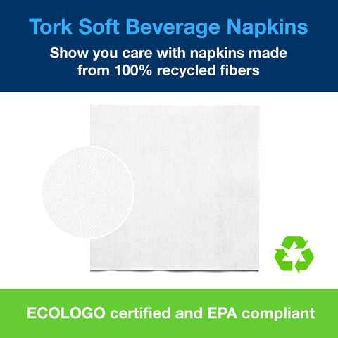 Napkin Beverage 9.3x9.3 White 2 Ply