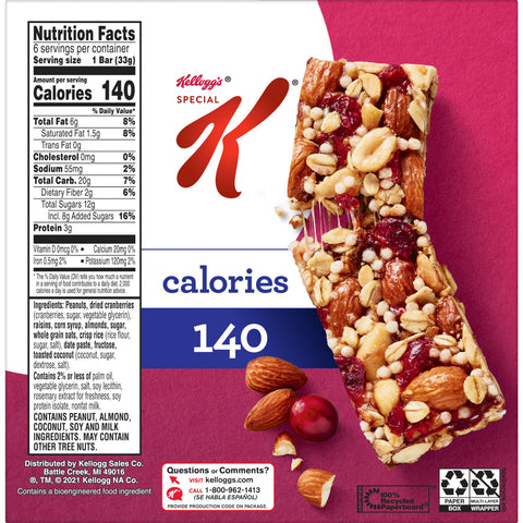 Snack Bar Special K® Chewy Nut Bar Cranberry Almond