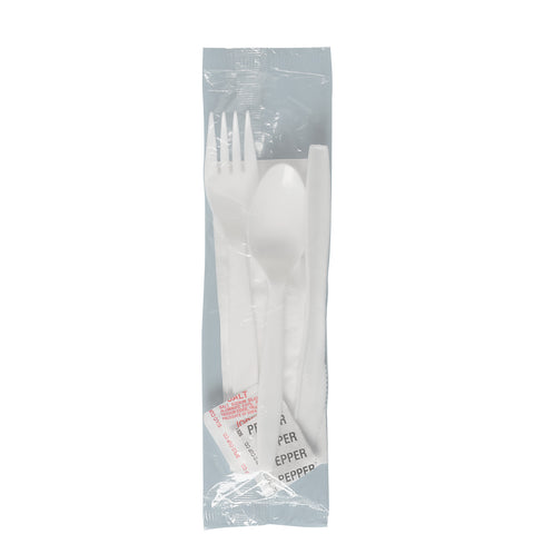 Solo® Regal™ CUTLERY KIT MEDIUM WEIGHT WHITE K-F-S NAPKIN 9X13 S&P PP