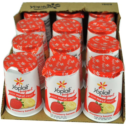 Yoplait Original Strawberry Banana Yogurt, 6 Ounce -- 12 per case.