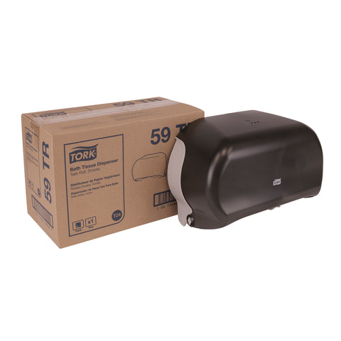 Tork Plastic Smoke Twin Standard Roll Bath Tissue Dispenser, 7.5 x 7 x 12.75 inch