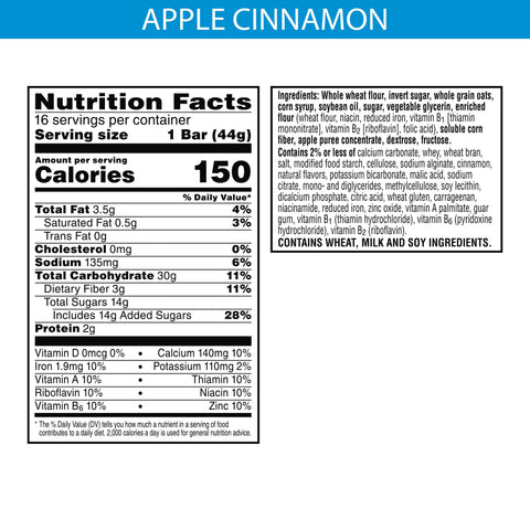 Nutrigrain Apple Cinnamon Cereal Bar, 1.55 Ounce -- 96 per case.