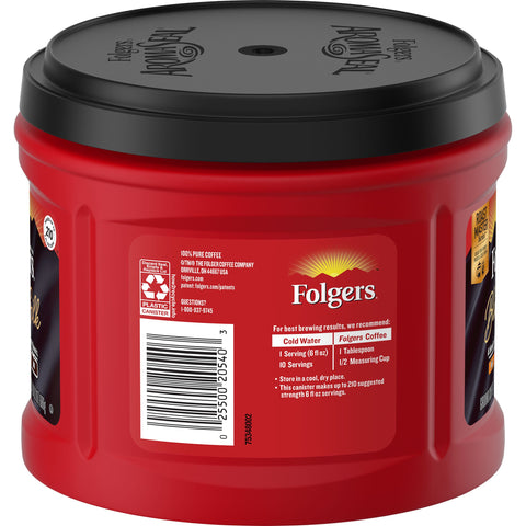 Folgers® COFFEE CAFFEINATED GROUND BLACK SILK CANISTER