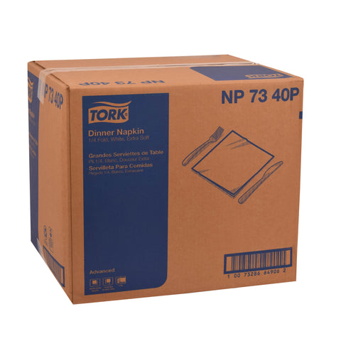 Napkin Dinner 17x16.25 White 3-ply 1/4 Fold