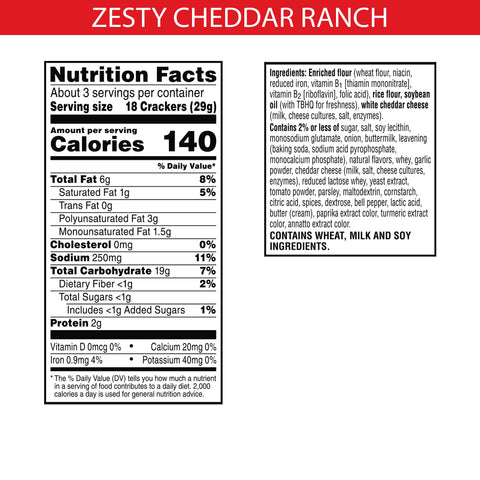 Cheez It Grooves Zesty Cheddar Ranch Crispy Cracker, 3.25 Ounce -- 6 per case.