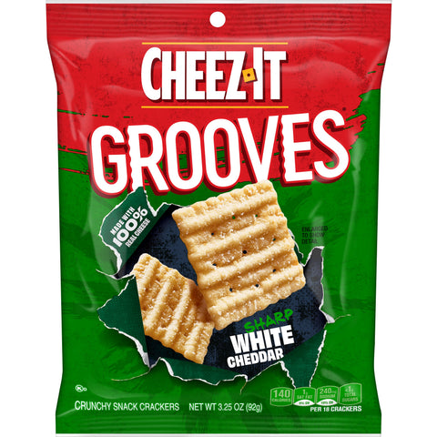 Cheez It Grooves Sharp White Cheddar Crispy Cracker, 3.25 Ounce -- 6 per case.