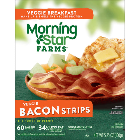 Kelloggs Morningstar Breakfast Veggie Bacon Strip, 5.25 Ounce -- 12 per case.