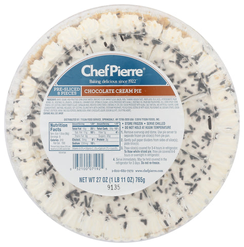 Pie Chocolate Cream Sliced 10