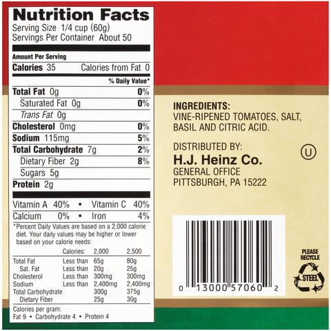 Bell Sauce Pizza W/Basil No. 10 Can -- 6 Per Case