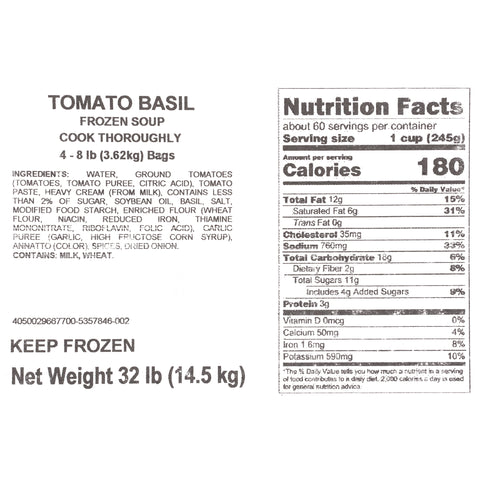 Chef Francisco Tomato Basil Soup, 8 Pound -- 4 per case