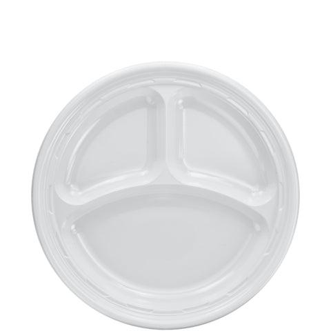 Dart Famous Service® PLATE IMPACT PLASTIC WHITE 3-COMPARTMENT 9