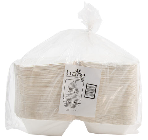 Container Sugarcane Bagasse Hinged Ivory 6