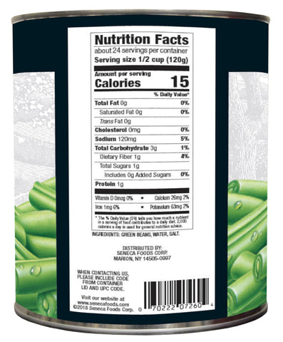 Hart Brand Cut Green Beans Extra Standard 4 Sieve Cut, 101 ounce -- 6 per case