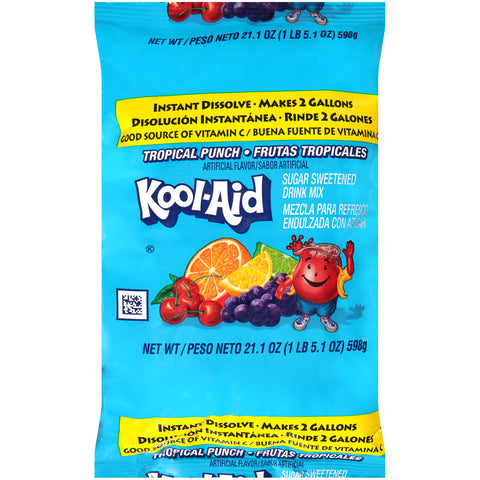 Kool-Aid Tropical Punch Powdered Drink Mix Pouch, 21.1 ounce -- 15 per case
