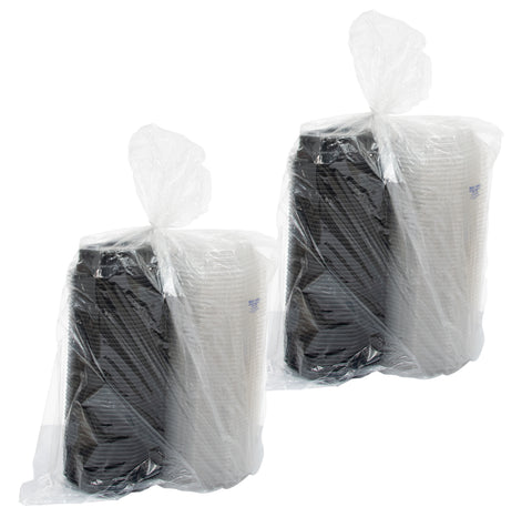 Creative Carryouts® CONTAINER PLASTIC HINGED CARRYOUT - BLACK/CLEAR 6