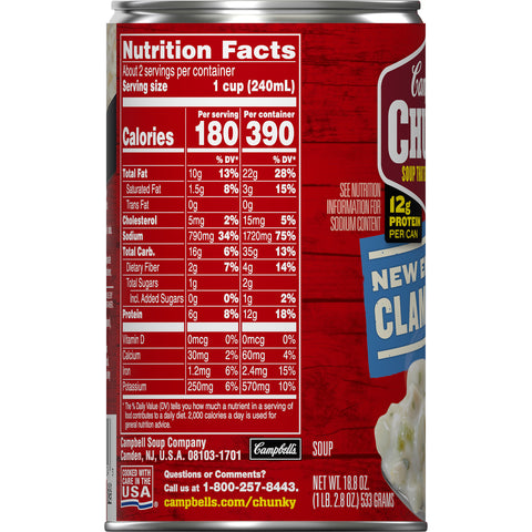 CHUNKY New England Clam Chowder - 18.8 oz. easy open can, 12 per case
