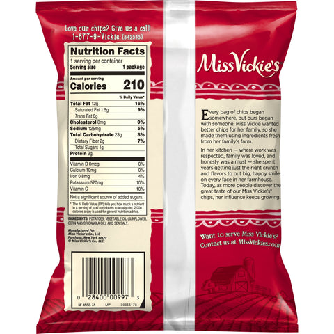 Miss Vickies® CHIP POTATO KETTLE COOKED SIMPLY SEA SALT ORIGINAL LARGE SINGLE SERVE
