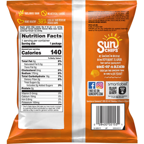 Chip Multigrain Harvest Cheddar Whole Grain Single Serve