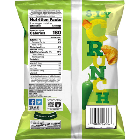 Lays Kettle Cooked Jalapeno and Cheddar Potato Chips, 1.375 Ounce -- 64 per case.
