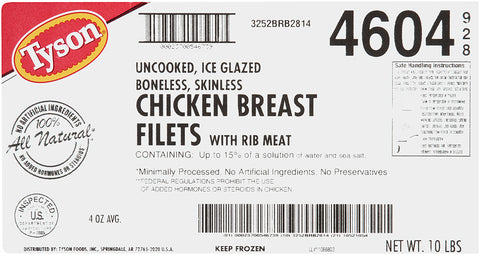 Tyson Boneless/Skinless Marinated Chicken Breast, 4 Ounce -- 2 per case.