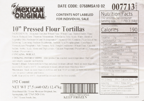 Mexican Original® TORTILLA FLOUR WHITE PRESSED 10