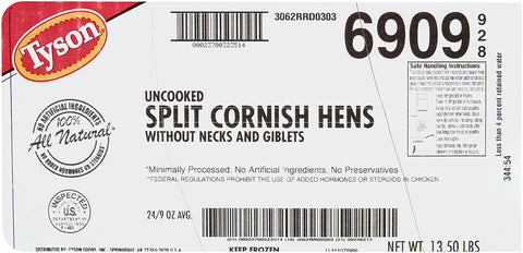 Cornish Hen Halves Wog