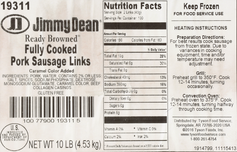 Jimmy Dean SAUSAGE LINK FULLY COOKED TRIM NATURAL CASING 0.80 OZ 10000019311