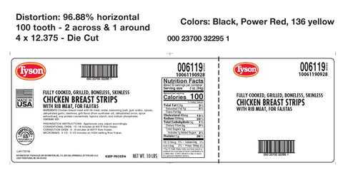 Chicken Fajita Breast Strips W/ Grill Marks 3 Oz 6119-0928