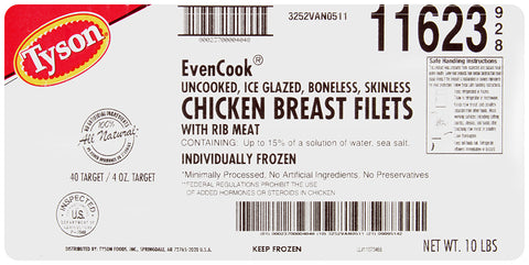 Chicken Breast Fillet Boneless Skinless 15% Marination 4 Oz 11623-0928