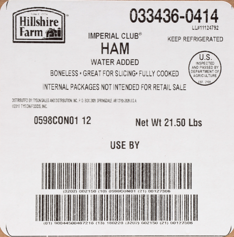 Ham Imperial Club® Boneless Hardwood Smoked Wa Fc 033436-0414
