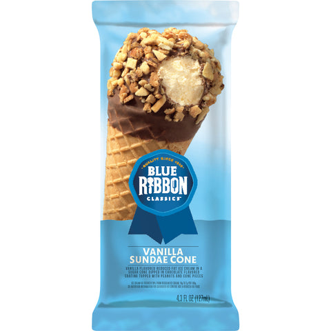 Blue Bunny ICE CREAM CONE VANILLA SUNDAE NUTTY