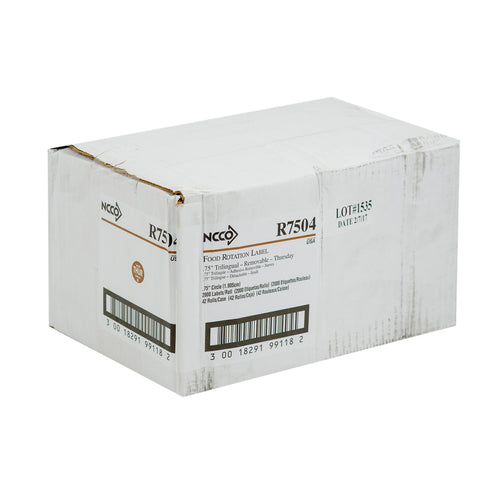 National Checking Company Dateit Brown Trilingual Removable Label - Thursday, 0.75 inch Circle -- 2000 per case.