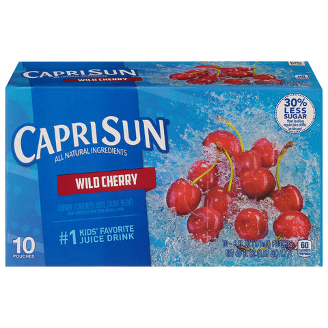 Kraft Capri Sun Wild Cherry Flavored Juice Drink Blend, 6 Ounce - 10 per pack -- 4 packs per case.