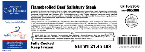 Beef Salisbury Steak Down Home Flamebroiled Fc 3 Oz 16-530-0