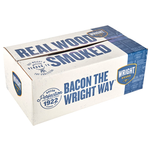 Wright Traditional 18 22 Natural Hickory Smoked Flat Pack Bacon, 15 Pound.