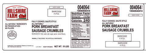 Sausage Pork Breakfast Saute Style Ingredient Meats All Natural Fc 004064-0414