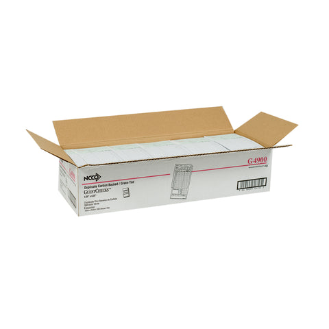 National Checking Company Carbon Backed Guest Check Board - 2 Part Green, 16 Line, 4.20 x 8.25 inch -- 2500 per case.
