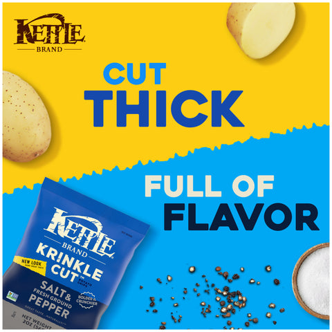 Kettle Krinkle Cut Salt and Fresh Ground Pepper Potato Chips - 2 oz. bag, 6 per case