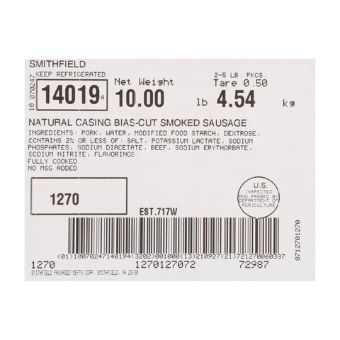 Pizza Inn SAUSAGE SMOKED BIAS CUT GLUTEN FREE