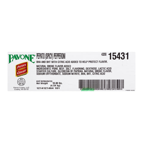 Patrick Cudahy Pavone Dry Sliced Spicy Cup and Crisp Sausage Pepperoni, 5 Pound -- 2 per case.