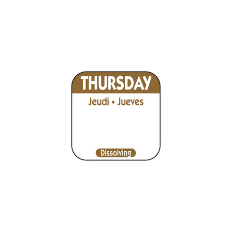 Label Dissolvable Trilingual Brown Thursday 1x1