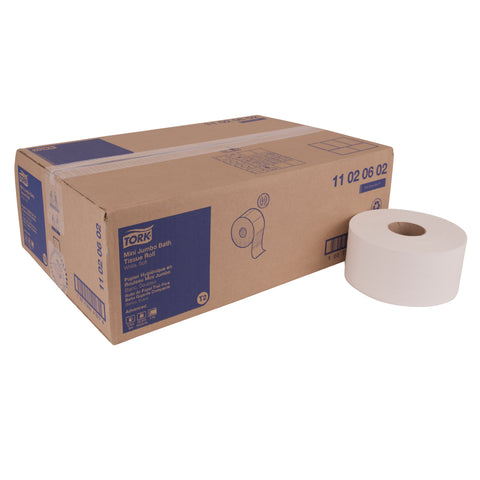 Tork 2 Ply White Septic Safe Advanced Mini Jumbo Bath Tissue, 3.48 inch x 751 Feet -- 12 rolls per case