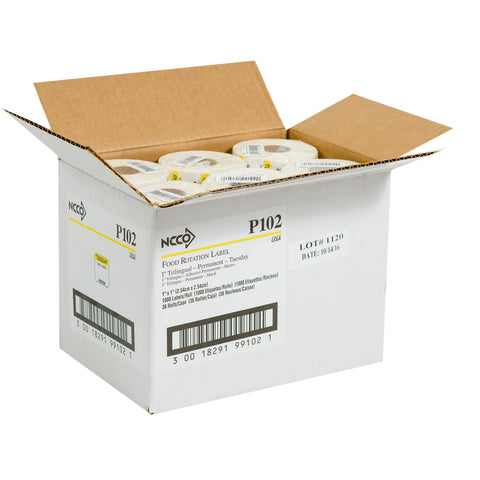 National Checking LABEL FOOD ROTATION TRILINGUAL YELLOW TUESDAY 1X1