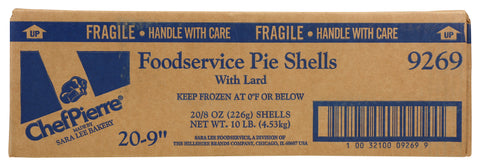 Pie Shell Lard Shortening Unbaked (deep Dish) 9